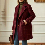 Women's Wool Blend Check Coat – Office & Casual