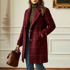 Women's Wool Blend Check Coat – Office & Casual