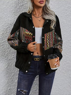Women's Black Patchwork Lapel Jacket – Black