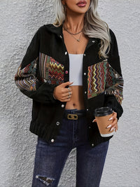 Women's Black Patchwork Lapel Jacket – Black