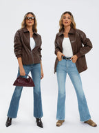 Oversized Faux Leather Bomber Jacket for Women – Casual Wear, Everyday Style