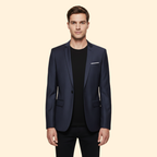 Men's Single-Button Lined Blazer – Office & Casual – Dark Blue