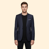 Men's Single-Button Lined Blazer – Office & Casual – Dark Blue