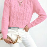 Women's Chunky Cable Knit Jumper – Drop Shoulder – Pink