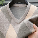 Men's Argyle V-Neck Jumper – Rice Grains