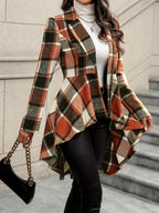 Women's Draped Plaid Open-Front Jacket