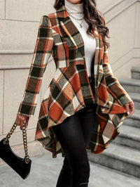 Women's Draped Plaid Open-Front Jacket