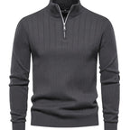 Men's Quarter-Zip Stand Collar Jumper – Grey