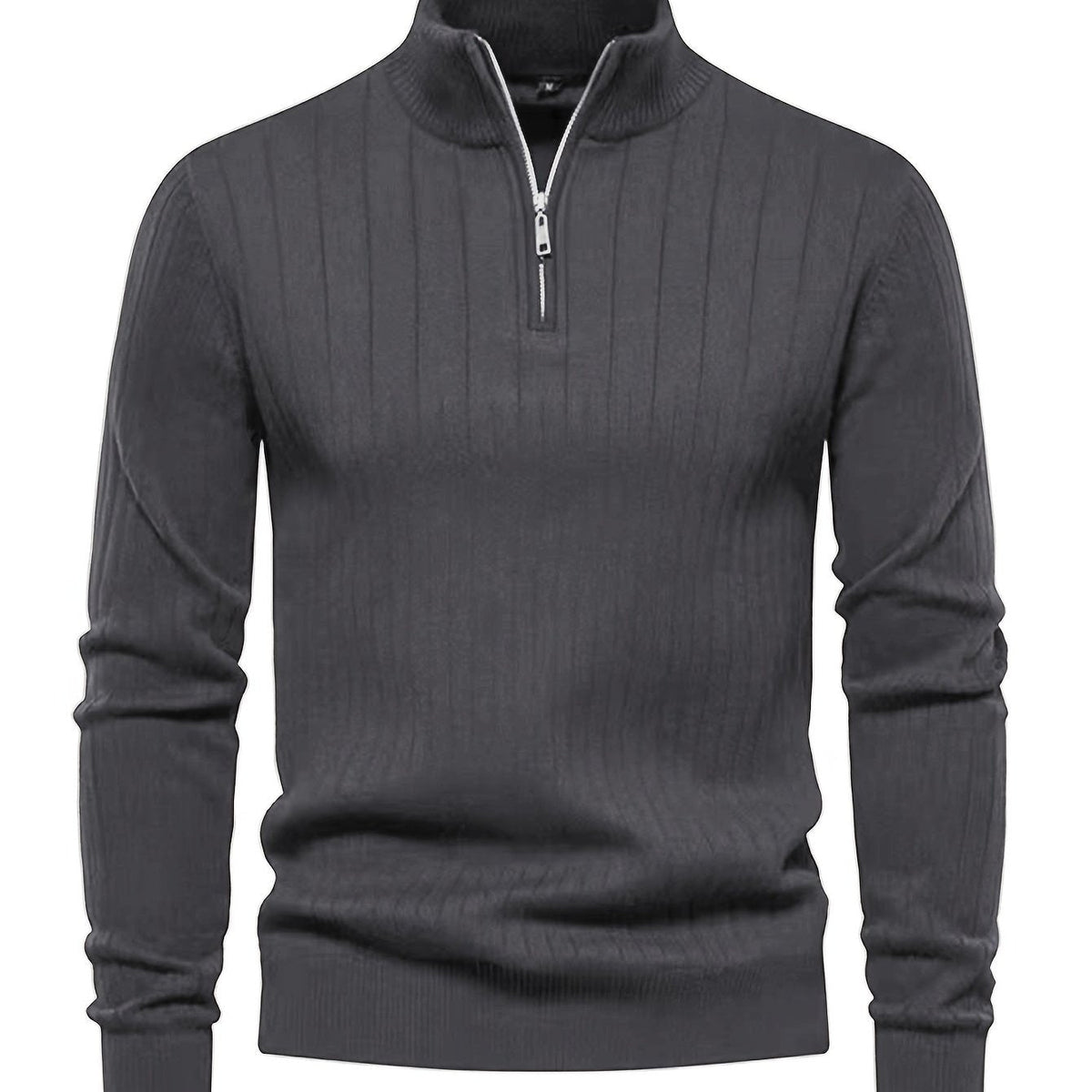 Men's Quarter-Zip Stand Collar Jumper – Grey