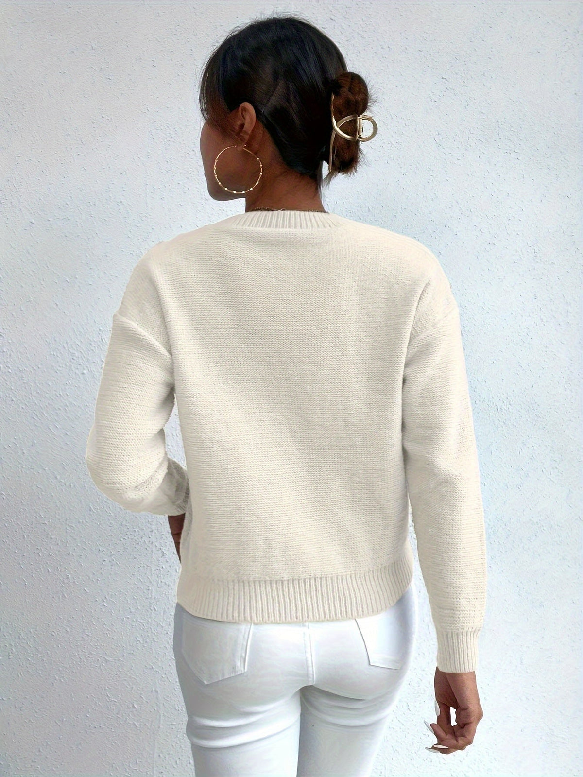 Women's Chunky Cable Knit Jumper – Drop Shoulder