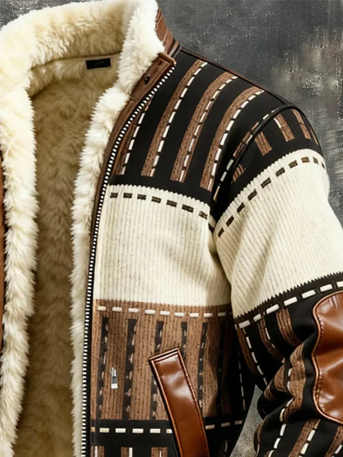Men's Ivory Sherpa-Lined Zip Jacket