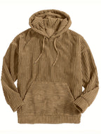 Unisex Ribbed Pullover Hoodie – Relaxed Fit