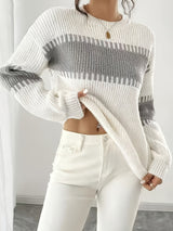 Women's Colour Block Striped Jumper – Drop Shoulder
