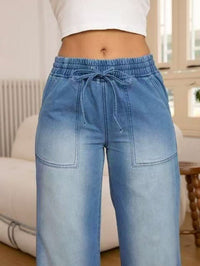 Women's Relaxed Wide-Leg Jeans with Drawstring