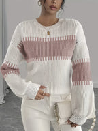 Women's Colour Block Striped Jumper – Drop Shoulder