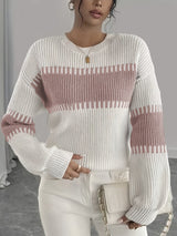 Women's Colour Block Striped Jumper – Drop Shoulder