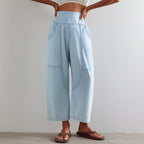 Wide Leg Pants for Women - Comfortable Cotton Blend - Casual Weekend Wear