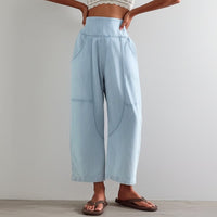 Wide Leg Pants for Women - Comfortable Cotton Blend - Casual Weekend Wear