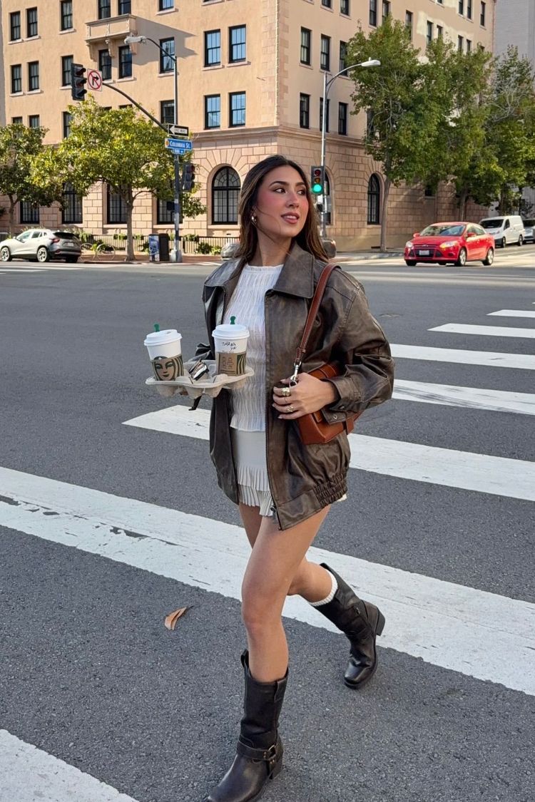 Vintage Brown Bomber Jacket – Casual Wear, Stylish Outfit