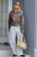 Vintage Brown Bomber Jacket – Casual Wear, Stylish Outfit