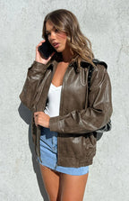 Vintage Brown Bomber Jacket – Casual Wear, Stylish Outfit