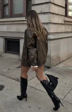 Vintage Brown Bomber Jacket – Casual Wear, Stylish Outfit