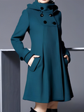 Women's A-Line Funnel Neck Coat – Blue