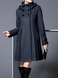 Women's A-Line Funnel Neck Coat – Dark Gray