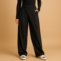 Asymmetric Baggy Pants for Women | Cotton Blend Fabric | Casual Streetwear | Versatile Everyday Fashion