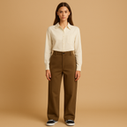 Asymmetric Baggy Pants for Women | Cotton Blend Fabric | Casual Streetwear | Versatile Everyday Fashion