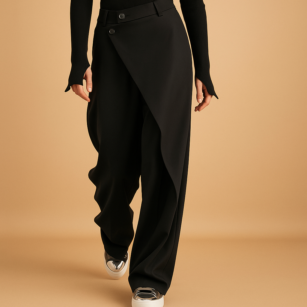 Asymmetric Baggy Pants for Women | Cotton Blend Fabric | Casual Streetwear | Versatile Everyday Fashion