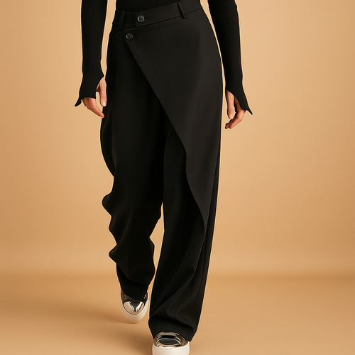 Asymmetric Baggy Pants for Women | Cotton Blend Fabric | Casual Streetwear | Versatile Everyday Fashion