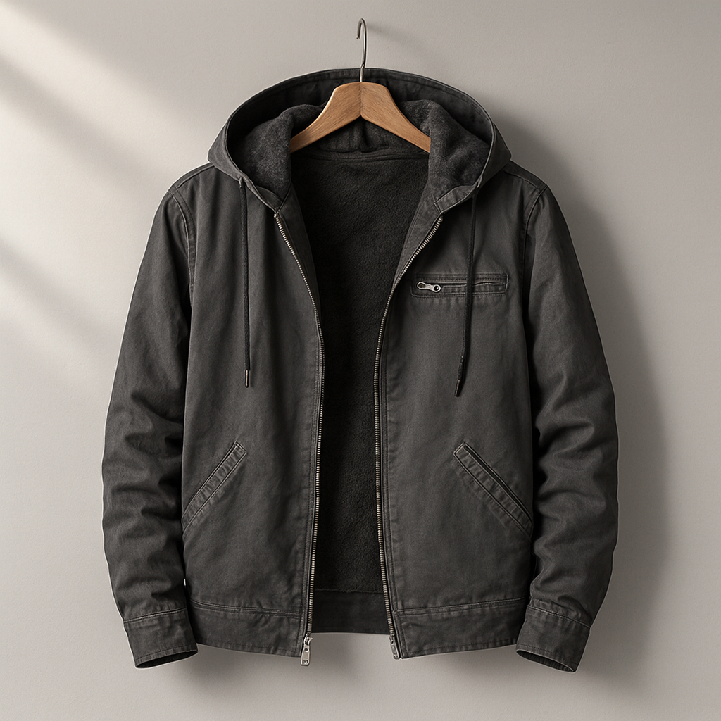 Men's Sherpa-Lined Canvas Jacket – Black