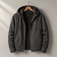 Men's Sherpa-Lined Canvas Jacket – Black