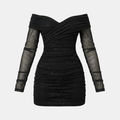 Black Sparkle Mesh Mini Dress - Evening Wear for Women