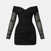 Black Sparkle Mesh Mini Dress - Evening Wear for Women