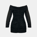 Black Sparkle Mesh Mini Dress - Evening Wear for Women