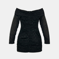 Black Sparkle Mesh Mini Dress - Evening Wear for Women