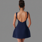 Boat Neck Cotton A-Line Mini Dress for Casual Summer Outings