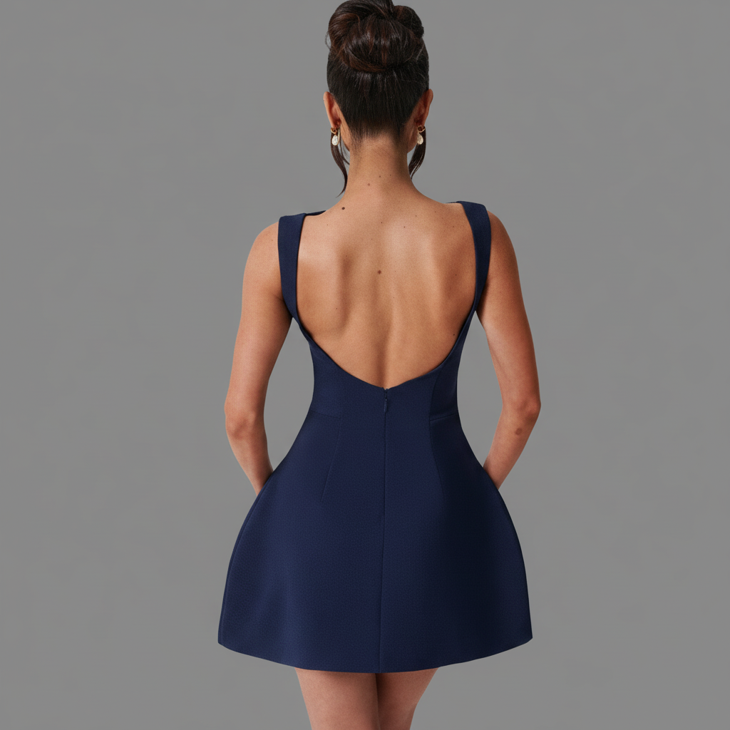 Boat Neck Cotton A-Line Mini Dress for Casual Summer Outings