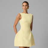 Boat Neck Mini Dress in Soft Cotton A-Line Design for Casual Summer Outings and Events