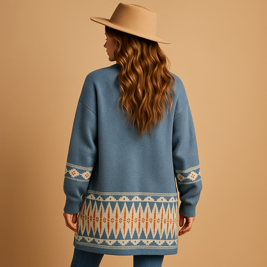 Bohemian Jacquard Knit Cardigan for Women | Cozy Layering Piece for Casual Outfits
