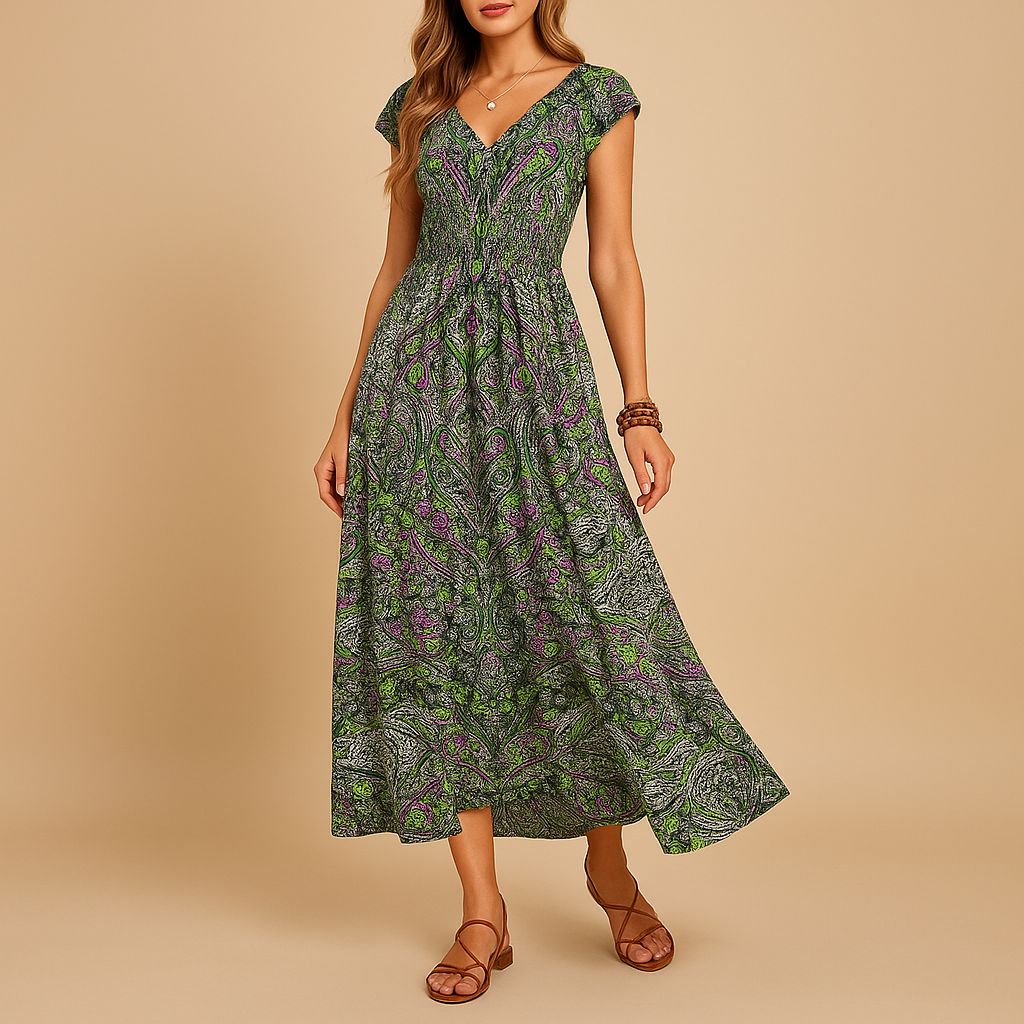 Bohemian Maxi Dress for Women | Lightweight Cotton, Sleeveless Floral Print | Casual Summer Beachwear