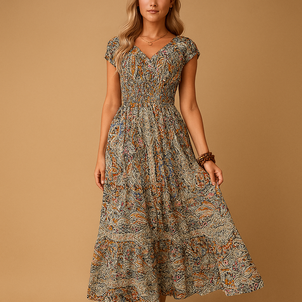 Bohemian Maxi Dress for Women | Lightweight Cotton, Sleeveless Floral Print | Casual Summer Beachwear