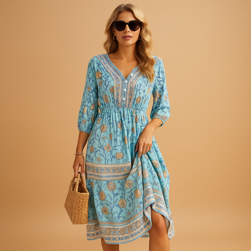 Bohemian Summer Dress for Women | Lightweight Fabric | Casual Beach & Outdoor Wear