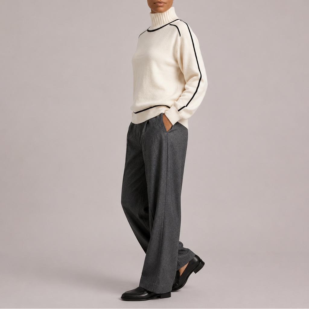 Women's Contrast Trim Roll Neck Jumper