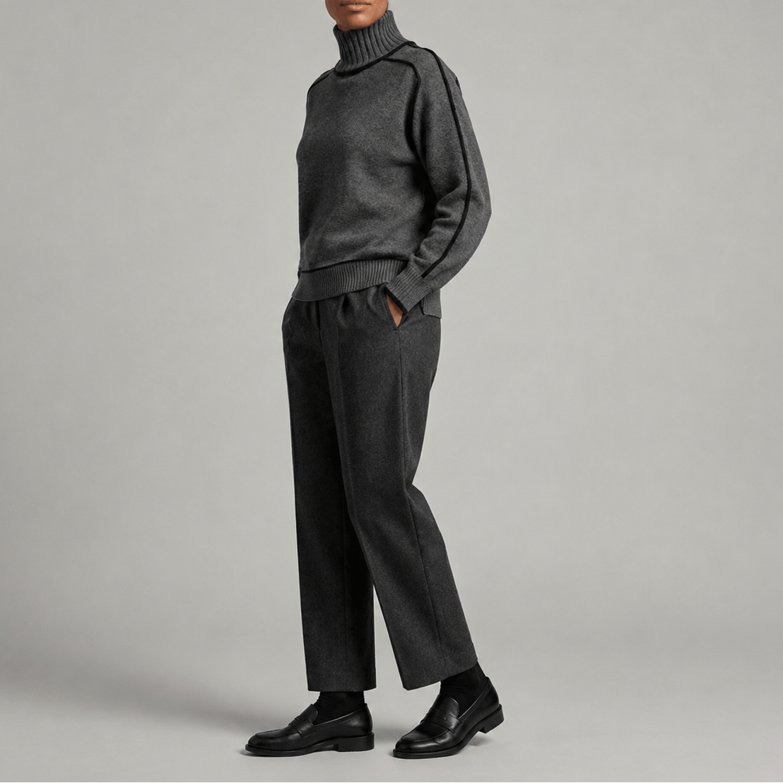 Women's Contrast Trim Roll Neck Jumper