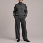 Women's Contrast Trim Roll Neck Jumper – Gray