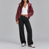 Women's Red Oversized Suede-Look Bomber Jacket