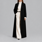 Women's Longline Double-Breasted Winter Coat – Black